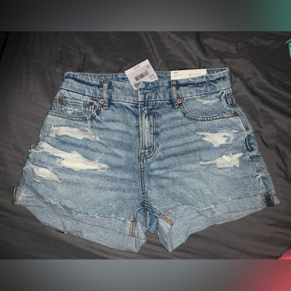 American Eagle Outfitters Light Blue Ripped Jean Shorts